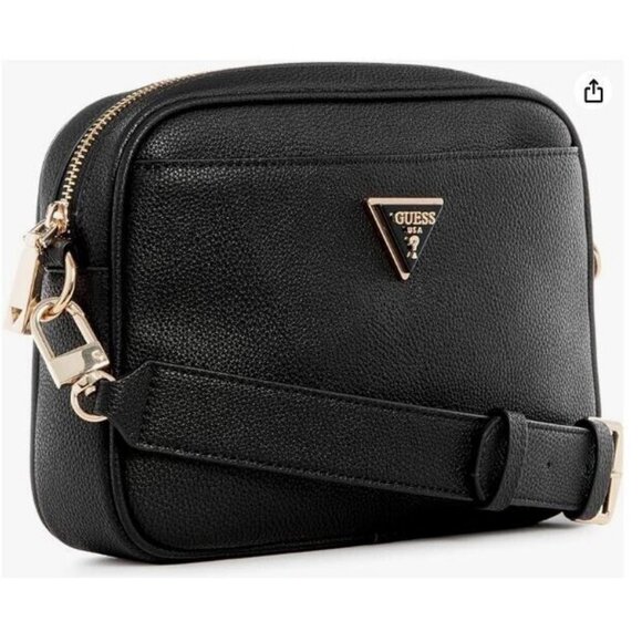 GUESS Meridian faux-leather small women's camera crossbody bag - Black - Picture 1 of 12